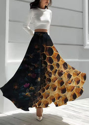 Boutique Mixed Color Bee Print Chiffon Skirts Summer