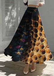 Boutique Mixed Color Bee Print Chiffon Skirts Summer