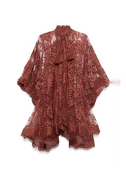 Boutique Mulberry Asymmetrical Lace Dresses Lantern Sleeve
