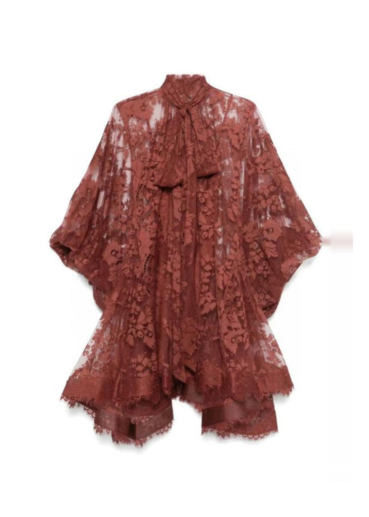 Boutique Mulberry Asymmetrical Lace Dresses Lantern Sleeve