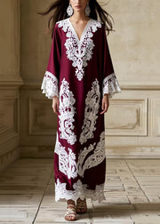 Boutique Mulberry V Neck Patchwork Lace Holiday Dresses Spring