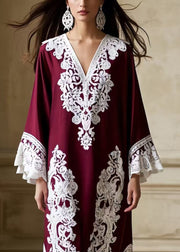 Boutique Mulberry V Neck Patchwork Lace Holiday Dresses Spring