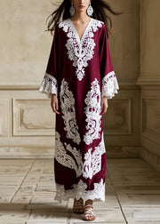 Boutique Mulberry V Neck Patchwork Lace Holiday Dresses Spring