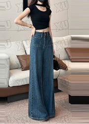 Boutique Navy High Waist Denim Straight Pants Fall