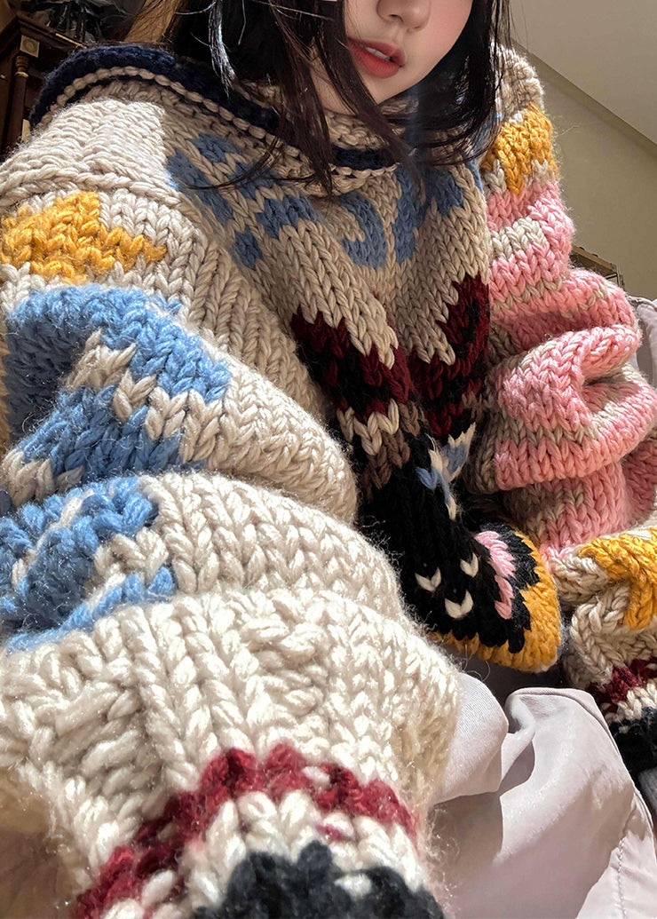 Boutique O Neck Jacquard Knit Pullover Fall