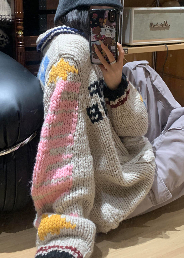 Boutique O Neck Jacquard Knit Pullover Fall