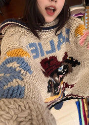 Boutique O Neck Jacquard Knit Pullover Fall