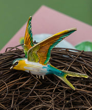 Boutique Orange Alloy Drip Glaze Young Swallow Brooch