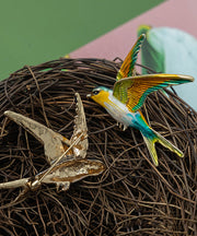 Boutique Orange Alloy Drip Glaze Young Swallow Brooch