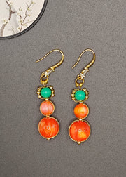 Boutique Orange Crystal Fine Turquoise Drop Earrings