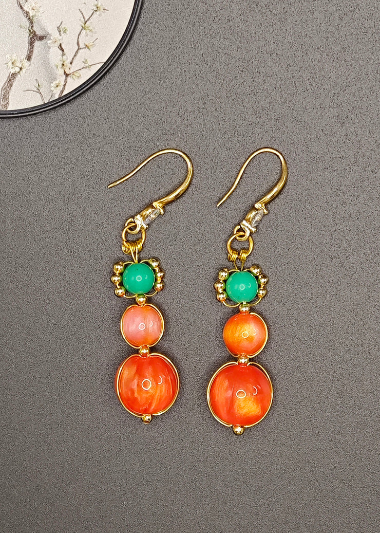Boutique Orange Crystal Fine Turquoise Drop Earrings