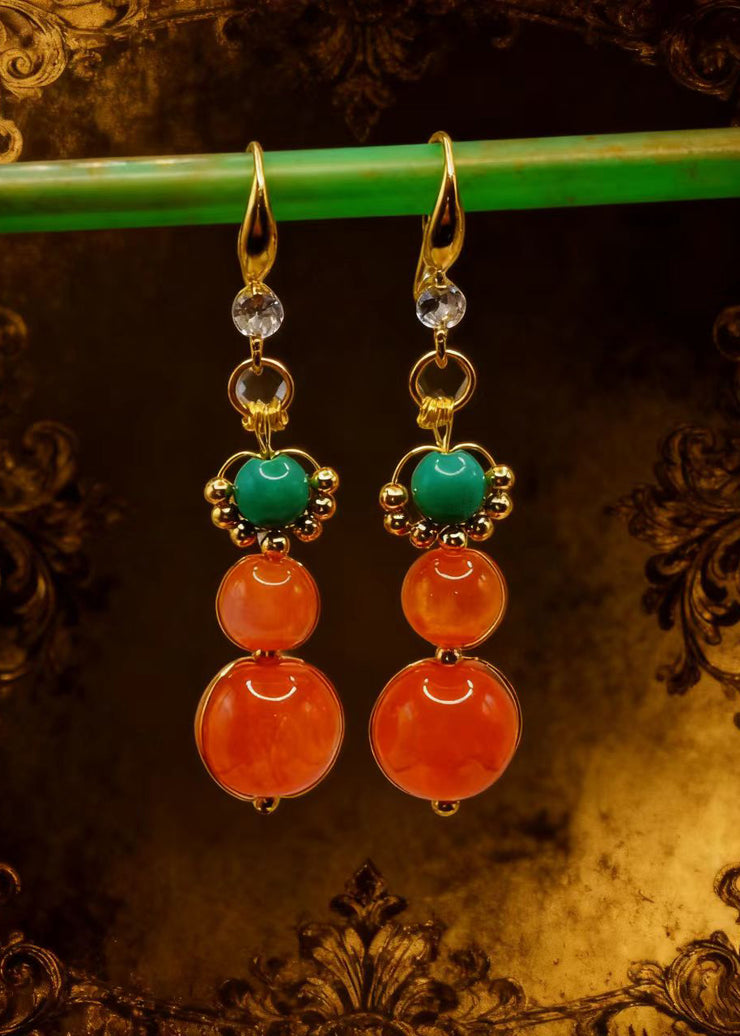 Boutique Orange Crystal Fine Turquoise Drop Earrings