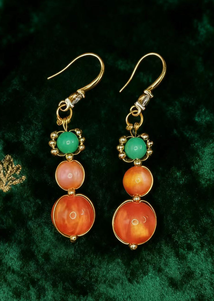 Boutique Orange Crystal Fine Turquoise Drop Earrings