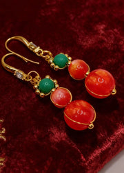 Boutique Orange Crystal Fine Turquoise Drop Earrings