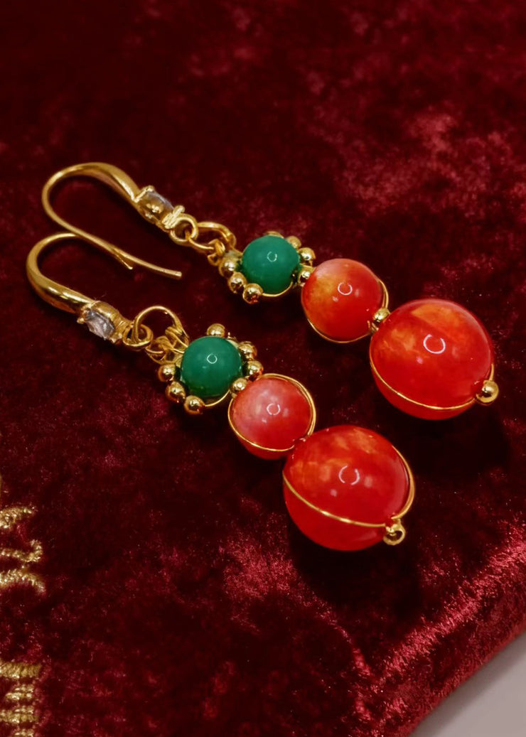 Boutique Orange Crystal Fine Turquoise Drop Earrings