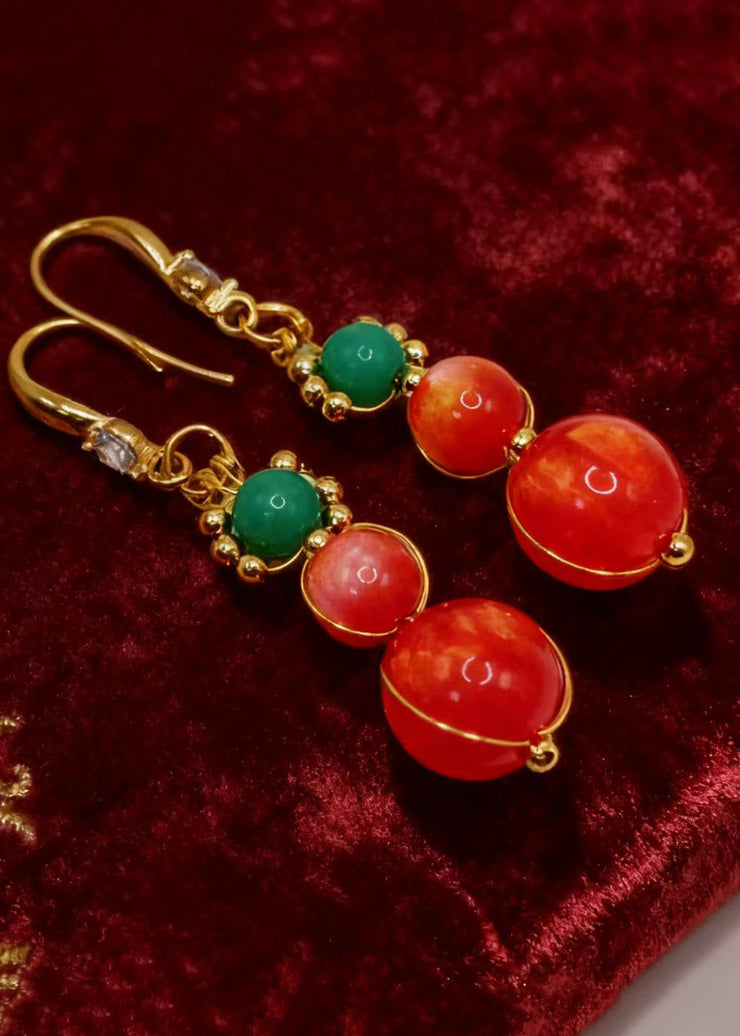 Boutique Orange Crystal Fine Turquoise Drop Earrings