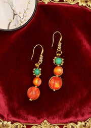 Boutique Orange Crystal Fine Turquoise Drop Earrings