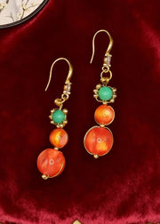 Boutique Orange Crystal Fine Turquoise Drop Earrings