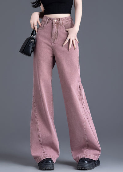 Fitted Grey Embroidered Patchwork DenimWarm Fleece Pants Winter