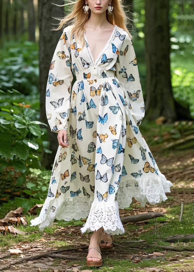 Boutique Polychrome Butterfly Patchwork Lace Party Dress Spring