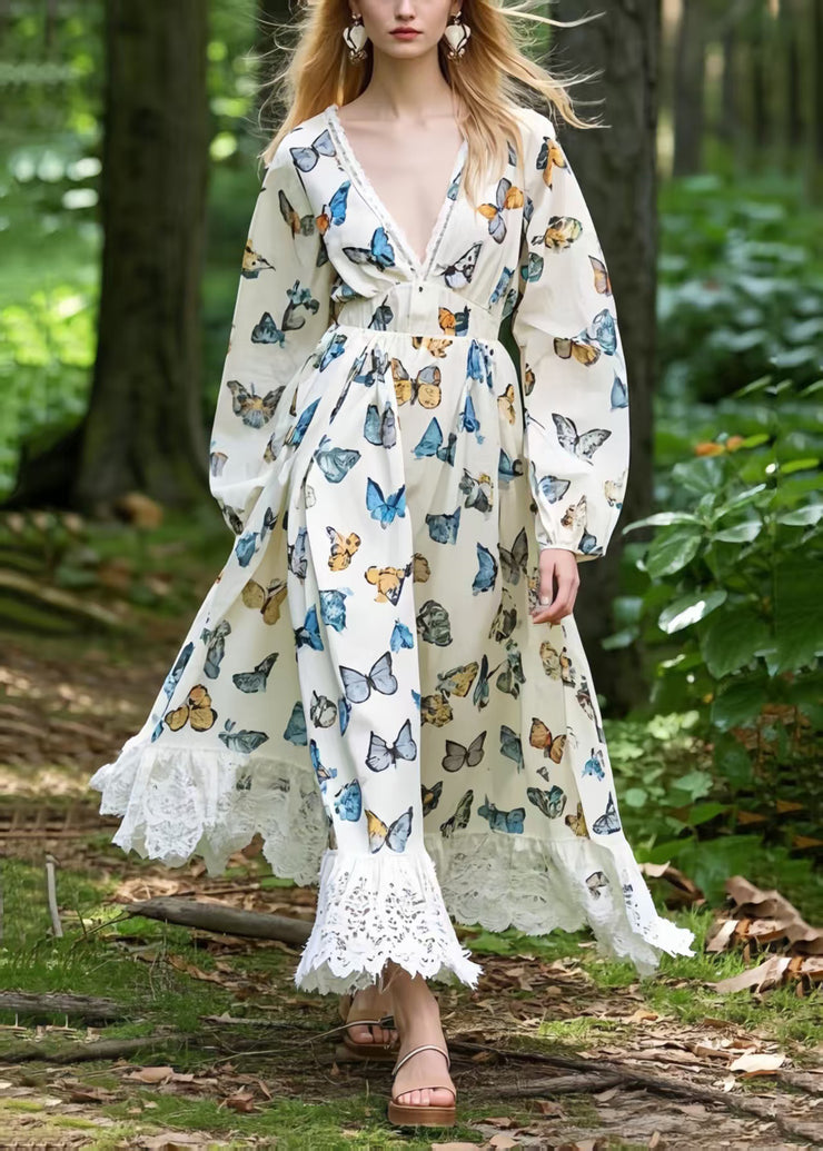 Boutique Polychrome Butterfly Patchwork Lace Party Dress Spring