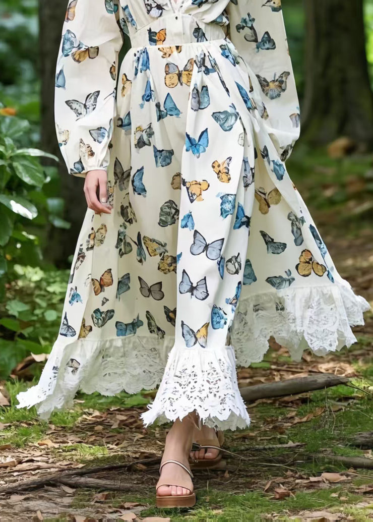 Boutique Polychrome Butterfly Patchwork Lace Party Dress Spring