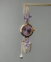 Boutique Purple Alloy Zircon Bauhinia Tassel Watches