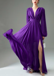 Boutique Purple Backless Side Open Maxi Dresses Fall