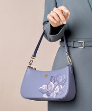 Boutique Purple Embroideried Calf Leather CrossBody Bag