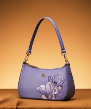 Boutique Purple Embroideried Calf Leather CrossBody Bag