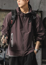 Boutique Purple Hooded Zippered Mens UPF 50+ Coat Summer