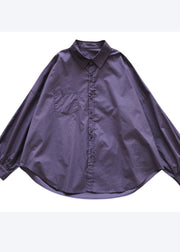 Boutique Purple Oversized Cotton Shirt Top Fall