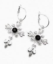 Boutique Red Alloy Crystal Cross Hollow Out Drop Earrings