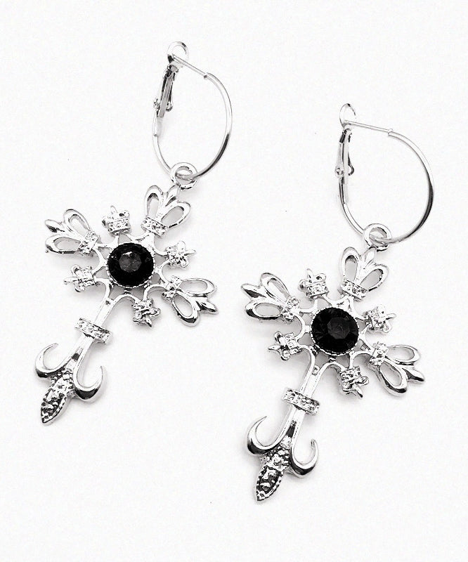 Boutique Red Alloy Crystal Cross Hollow Out Drop Earrings