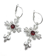Boutique Red Alloy Crystal Cross Hollow Out Drop Earrings