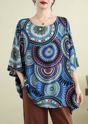 Boutique Red O-Neck Print Top Half Sleeve
