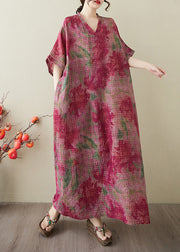 Boutique Red Oversized Tie Dye Cotton Holiday Dress Summer