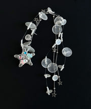 Boutique Silk Acrylic Shell Stars Tassel Hairpin