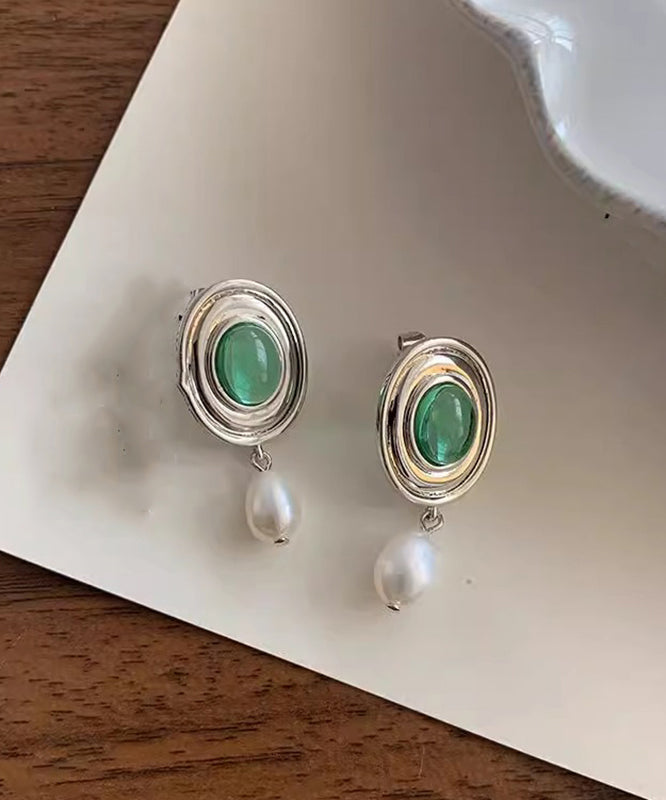 Boutique Silk Alloy Pearl Glaze Drop Earrings