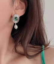 Boutique Silk Alloy Pearl Glaze Drop Earrings