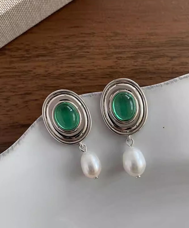 Boutique Silk Alloy Pearl Glaze Drop Earrings