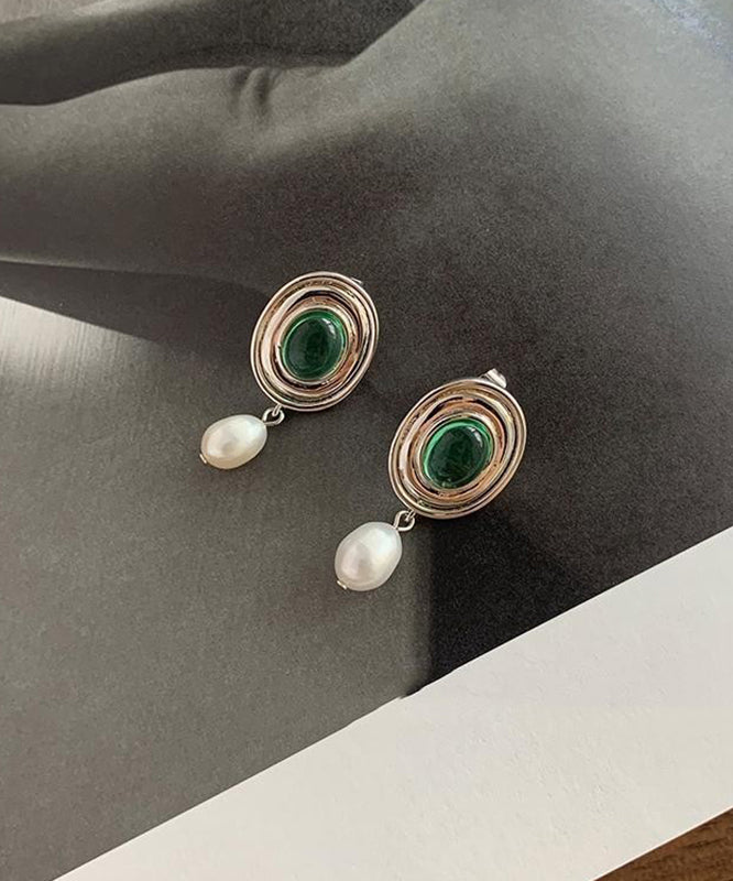 Boutique Silk Alloy Pearl Glaze Drop Earrings