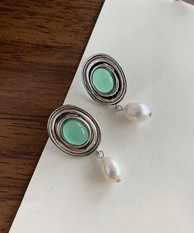 Boutique Silk Alloy Pearl Glaze Drop Earrings