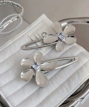 Boutique Silk Alloy Zircon Floral Hairpin