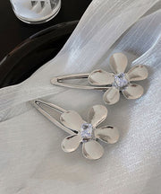 Boutique Silk Alloy Zircon Floral Hairpin