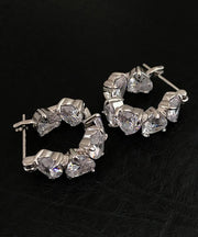 Boutique Silk Copper Alloy Zircon Gem Stone Hoop Earrings