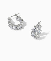 Boutique Silk Copper Alloy Zircon Gem Stone Hoop Earrings