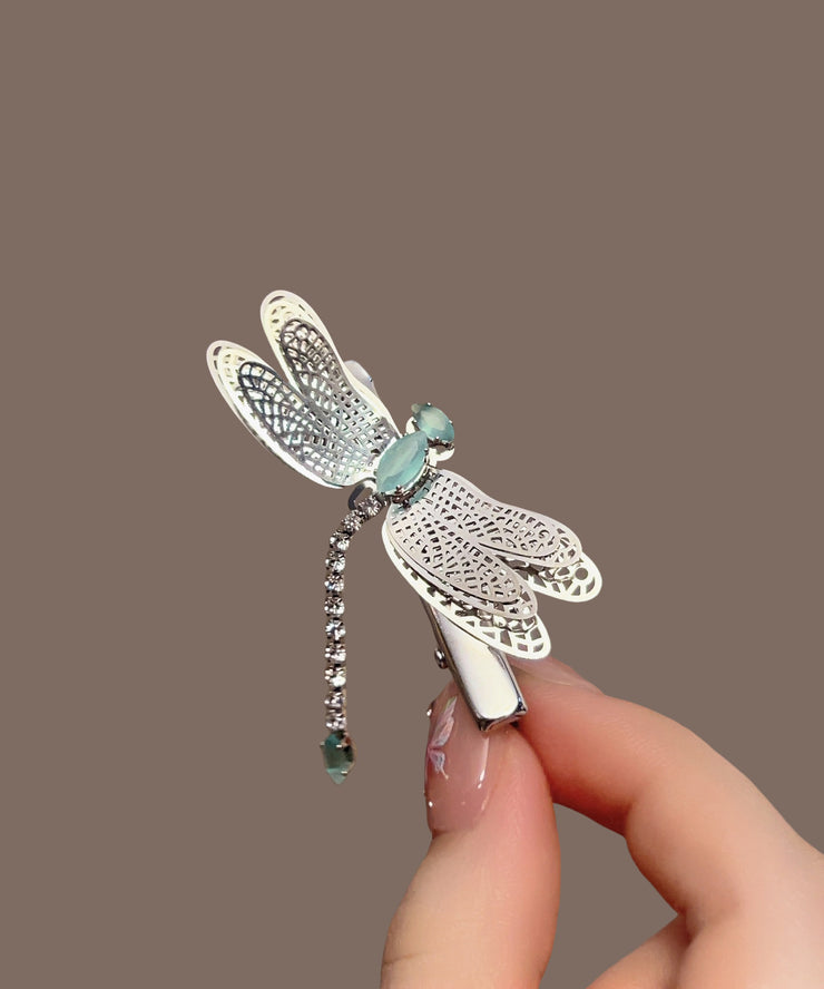 Boutique Silk Metal Alloy Zircon Resin Dragonfly Hairpin