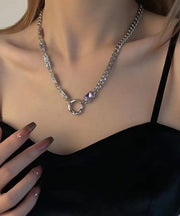 Boutique Silk Stainless Steel Asymmetrical Hollow Out Lariat Necklace