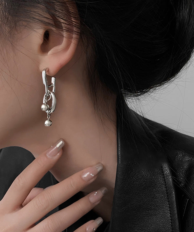 Boutique Silk Stainless Steel Chain Ball Drop Earrings